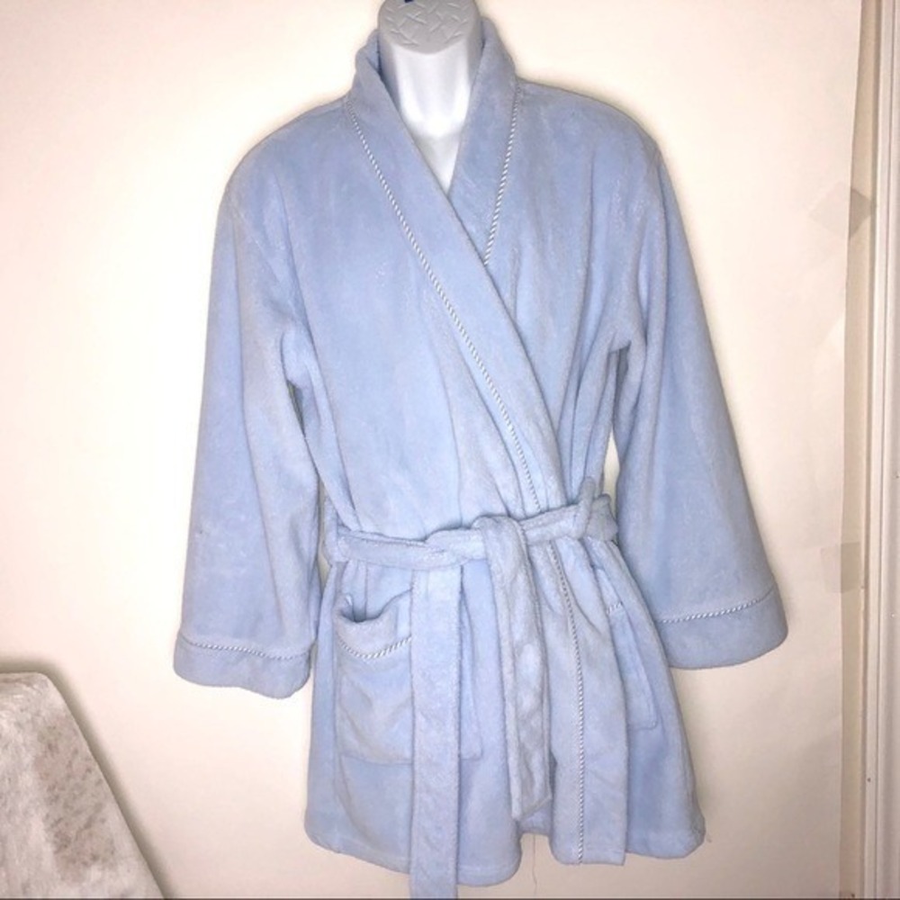 Tommy Hilfiger Plush Blue Robe w/Tie S/M P/M